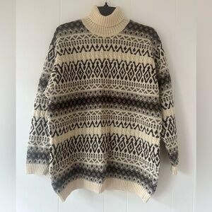 Vintage Paul James Turtleneck Pullover Sweater fisherman Wool Made In England M